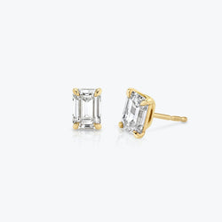 Solitaire Stud Emerald in Yellow Gold