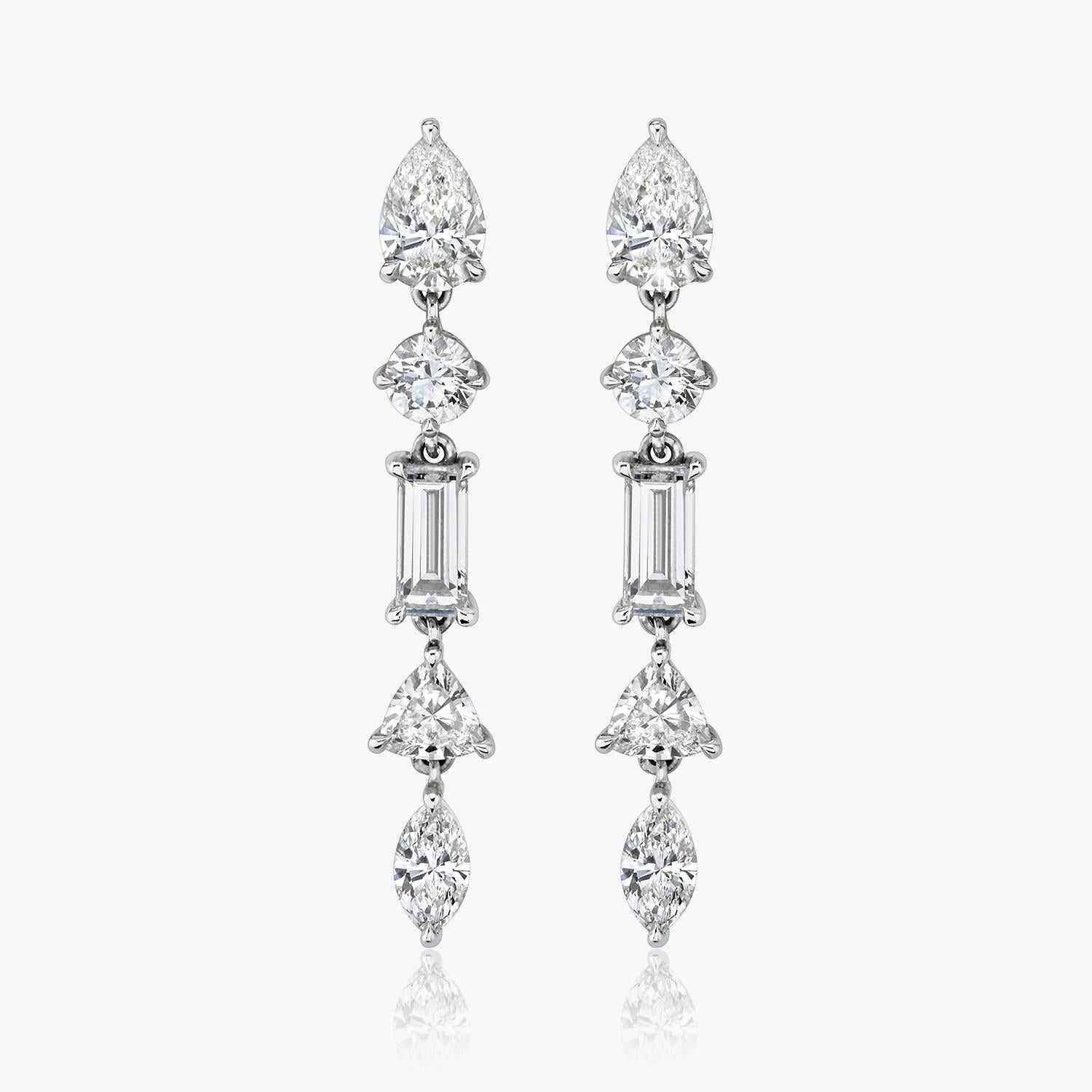 Mixed Drop Earring White Gold