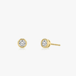 Bezel Solitaire Stud Round Brilliant in Yellow Gold