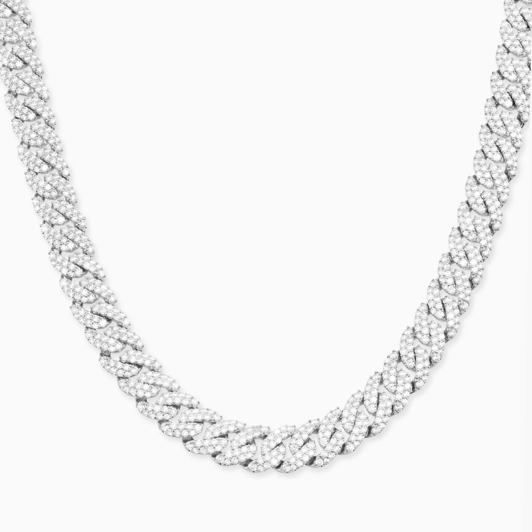 Iced Out Cuban Link Silver Chain - 10mm