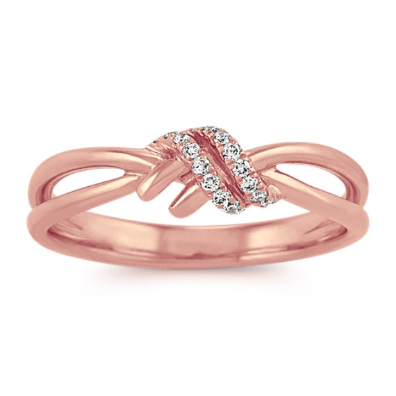 Round Diamond Knot Ring in 14k Rose Gold