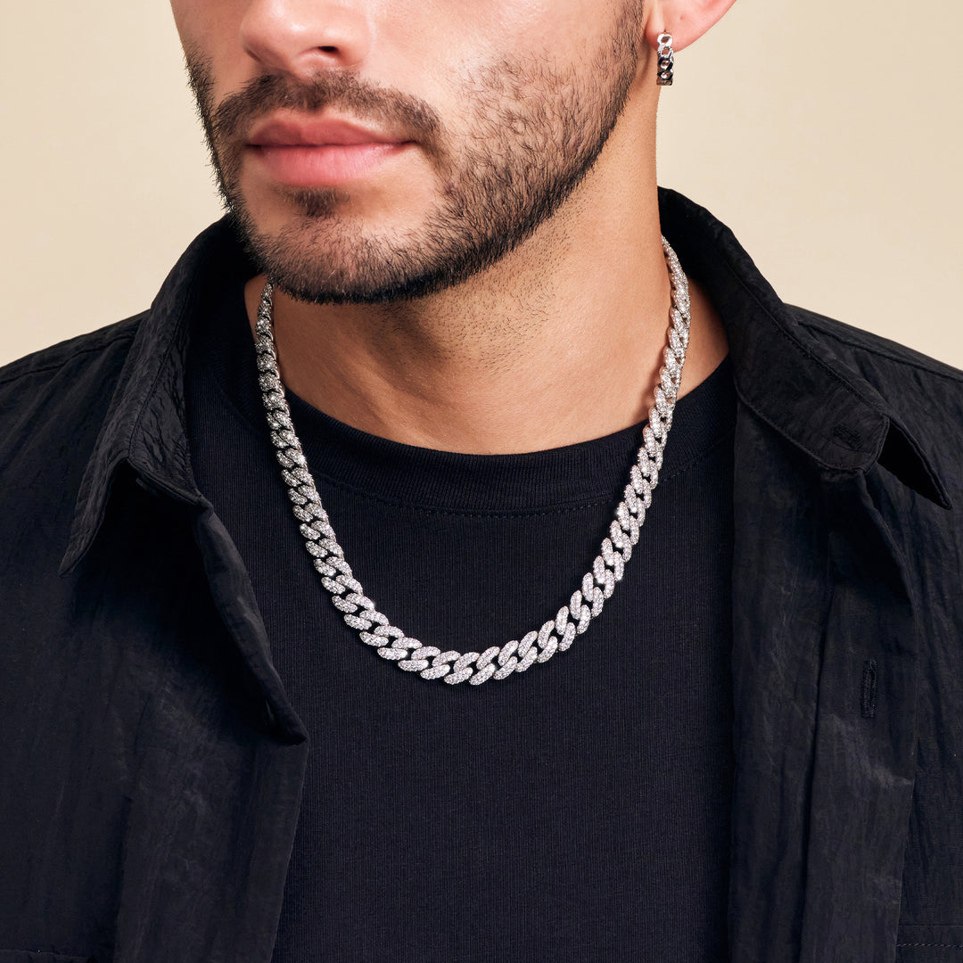 Iced Out Cuban Link Silver Chain - 10mm