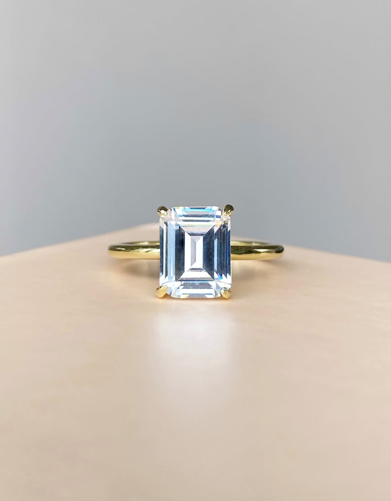 Emerald Cut Engagement 2 CT Ring Gold ring Silver ring Diamond Simulant ring Promise Ring Stacking ring Solitaire Ring Gift for her