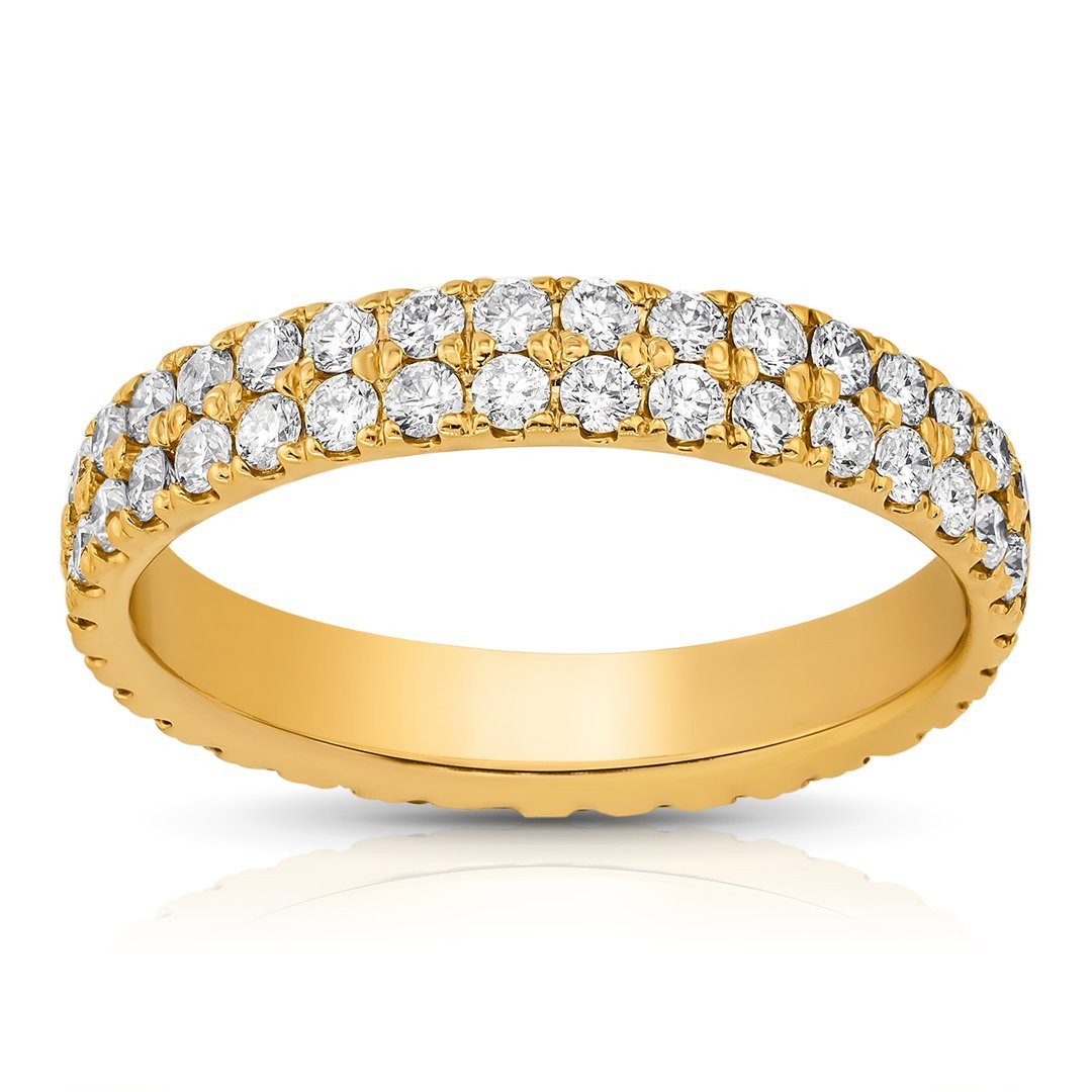 Yellow Gold Two Row Eternity Diamond Band