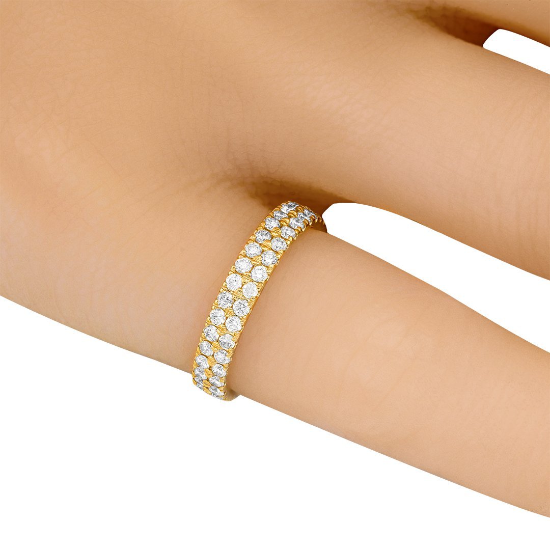 Yellow Gold Two Row Eternity Diamond Band