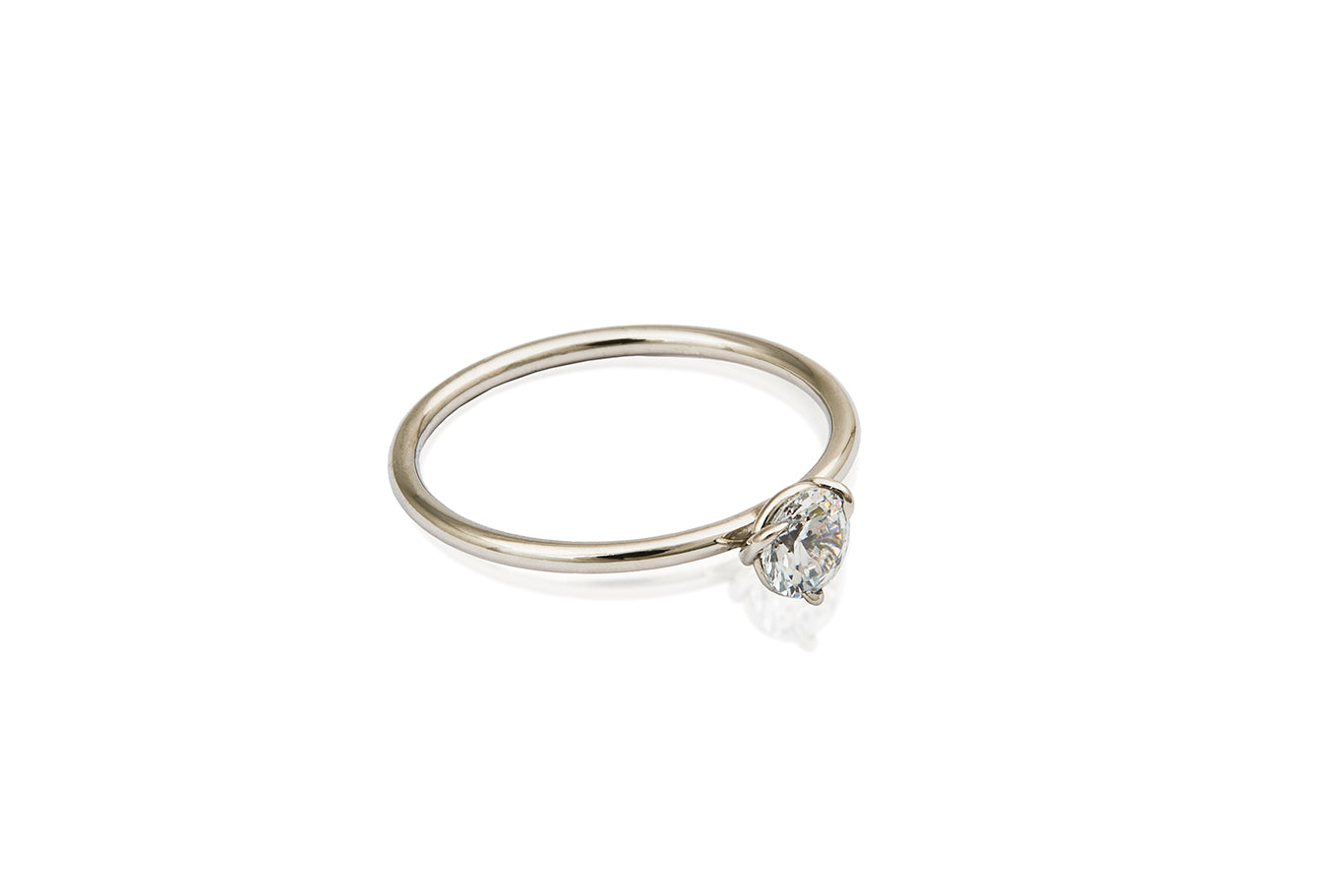 Vesta 0.40ct Platinum Simple Round White Diamond Ring in 18K White Gold